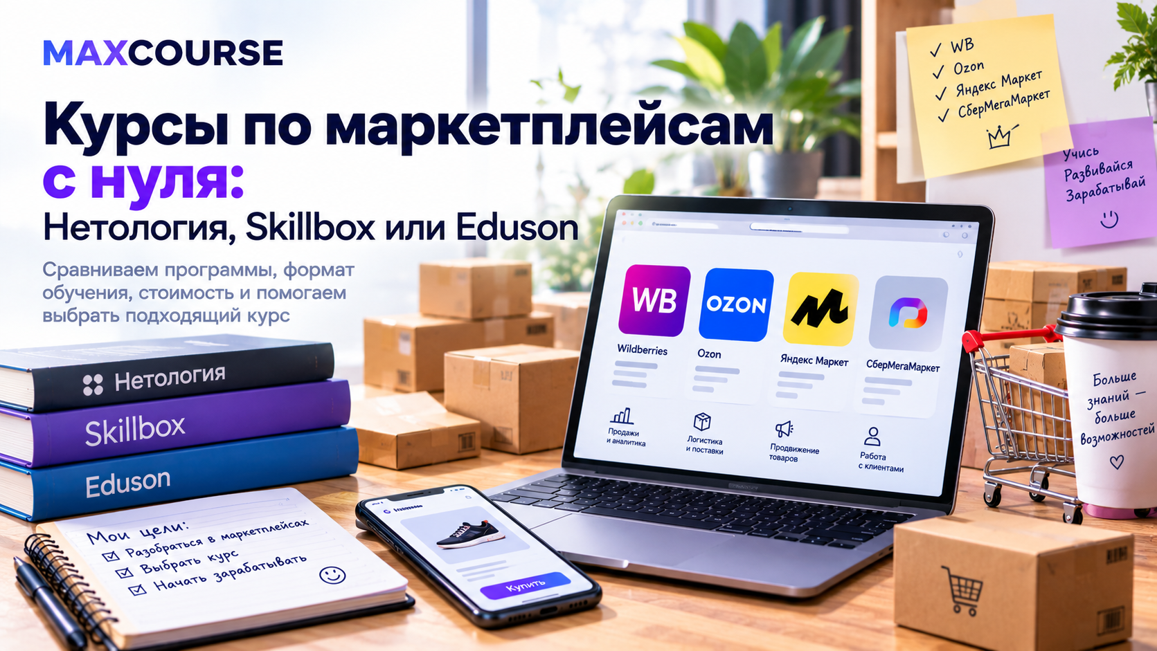 Курсы по маркетплейсам с нуля: Нетология, Skillbox или Eduson?